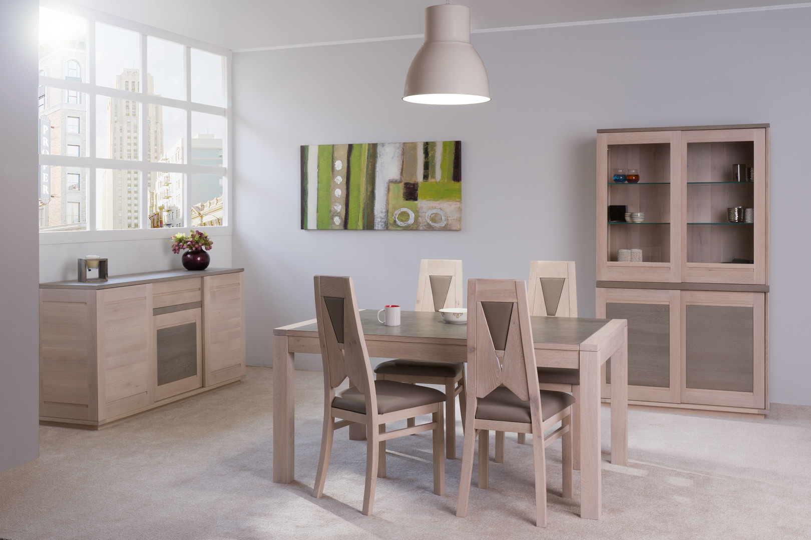 Armoire de salon 4 portes en chêne massif Citadine Le Magasin du Pin