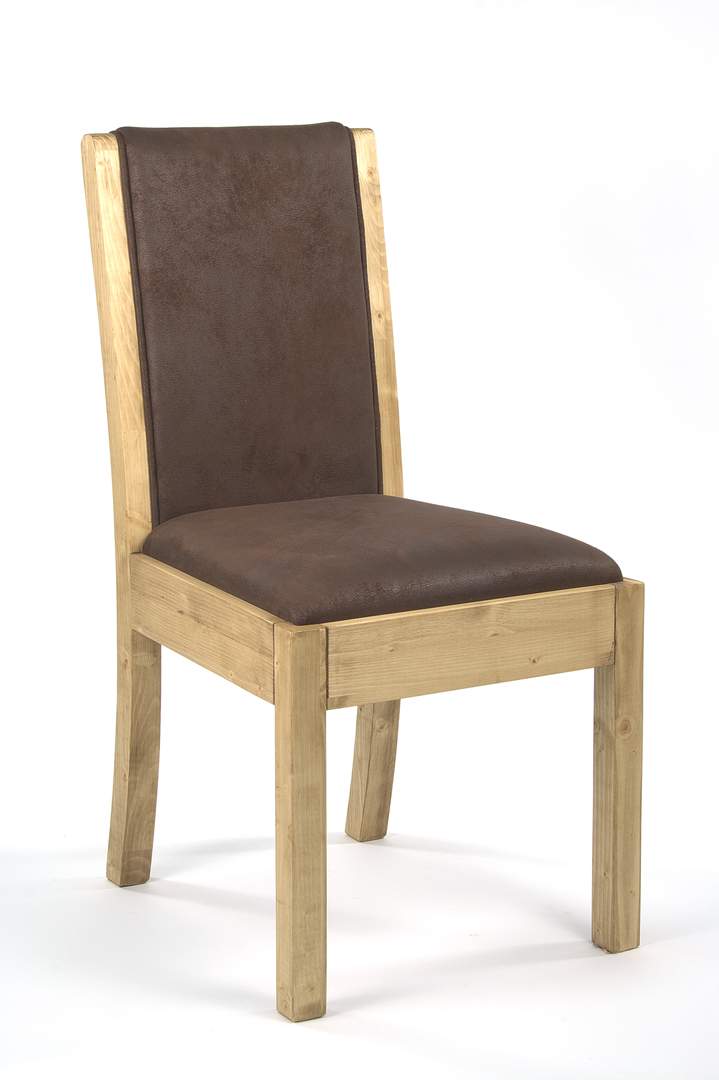 Chaise repas pin massif microfibres marron Le Magasin du Pin