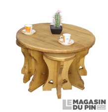 Table basse + tabourets Chamonix