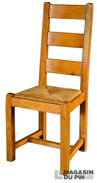 Chaise chêne massif dossier 3 barres assise paille Le Magasin du Pin