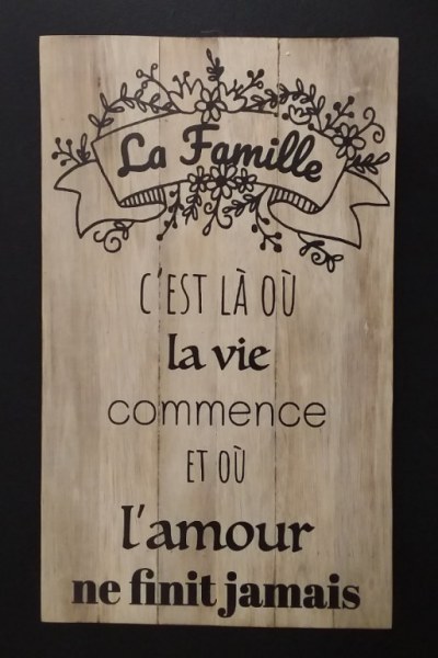 Panneau bois 30x50cm "La famille"
